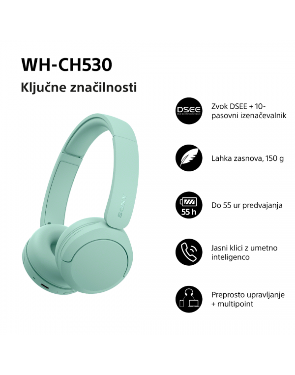 WH-CH530G Zelene brezžične slušalke za odličen zvok WH-CH530G Zelene brezžične slušalke za odličen zvok