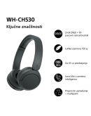 WH-CH530B Črne brezžične slušalke za odličen zvok