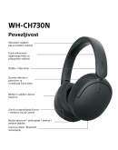 WH-CH730NB Črne brezžične slušalke z odpravljanjem šumov