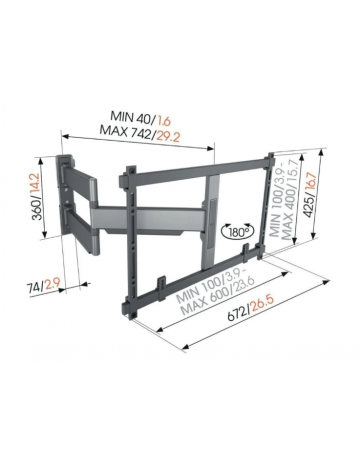 Stenski TV nosilec Vogel's TVM 5845 gibljiv z naklonom do 55kg do 100"