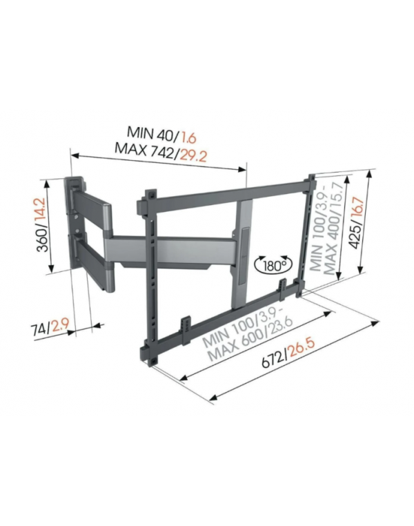 Stenski TV nosilec Vogel's TVM 5845 gibljiv z naklonom do 55kg do 100"