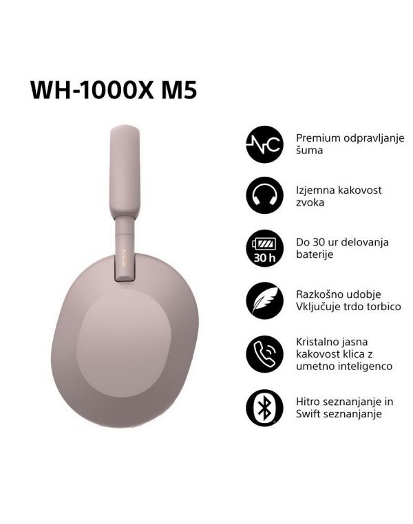 WH-1000XM5P Roza slušalke z odpravljanjem šumov