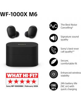 WF-1000XM6B Črne brezžične slušalke z odpravljanjem šumov