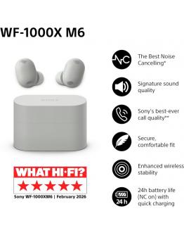 WF-1000XM6S Srebrne brezžične slušalke z odpravljanjem šumov